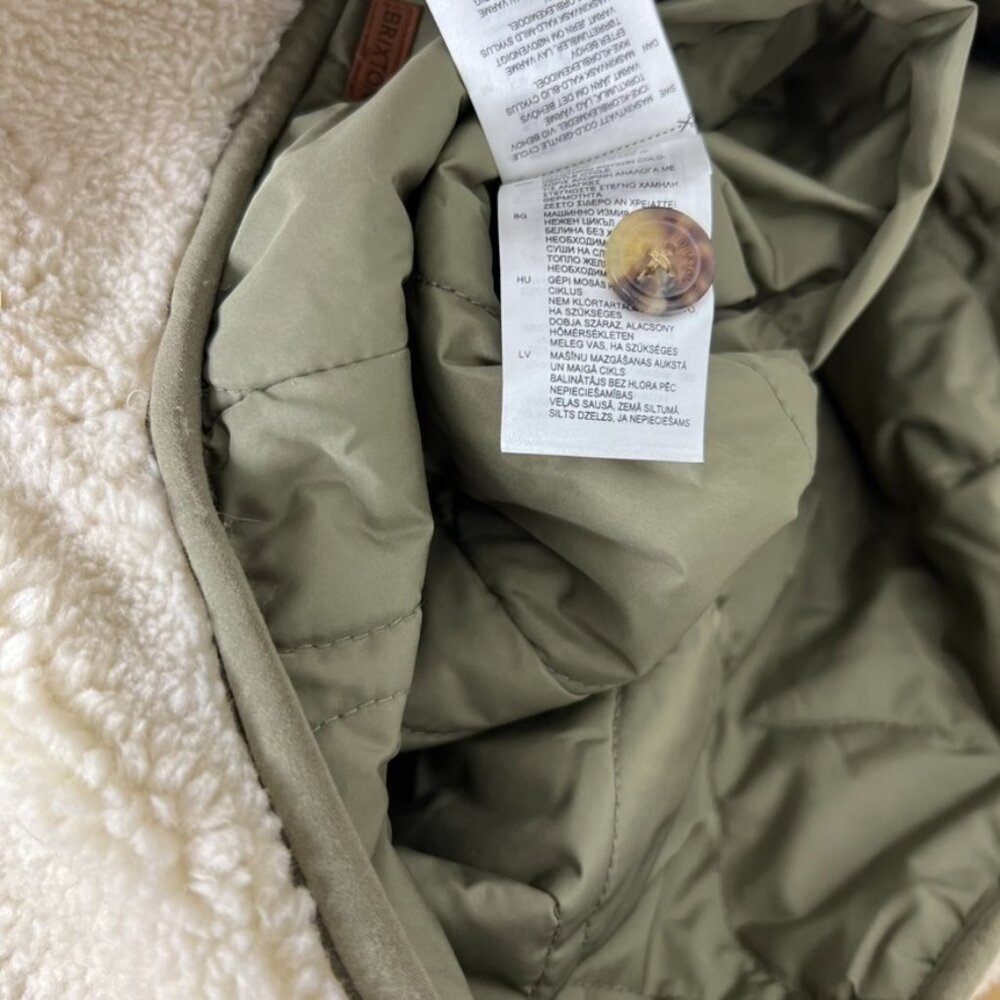 Brixton Sherpa Reversible‎ Insulated Jacket Cream Olive M Cozy Gorpcore Neutral - Picture 14 of 16